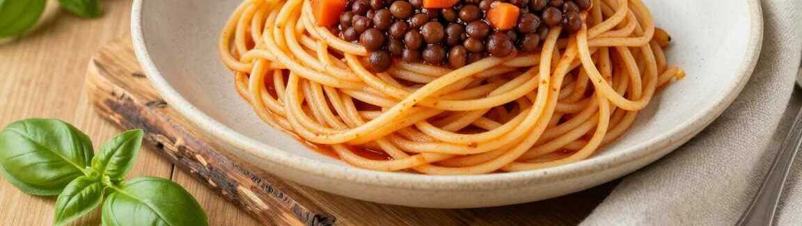 Vegane Bolognese mit Linsen: 500 g Soße für vier Teller Spaghetti!
