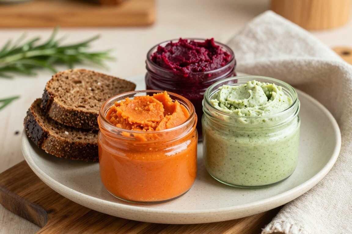 Vegane Brotaufstriche in drei Varianten: Je 200 g, hält fünf Tage im Kühlschrank!