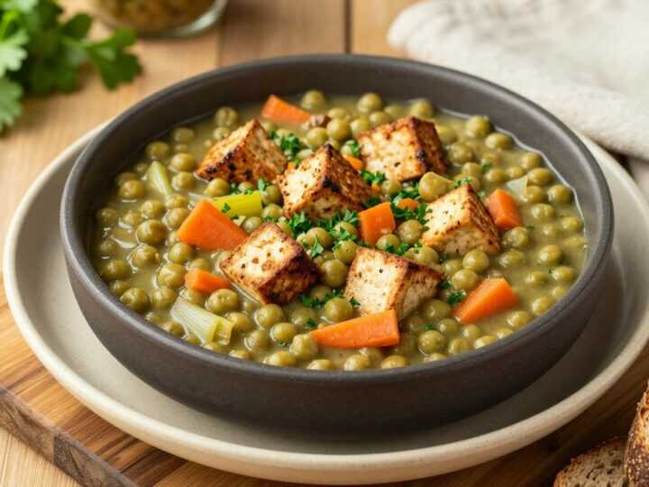 Vegane Erbsensuppe mit geräuchertem Tofu: Der Eintopf ohne Speckwürfel!