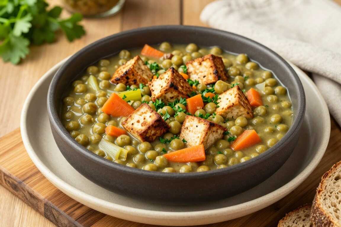 Vegane Erbsensuppe mit geräuchertem Tofu: Der Eintopf ohne Speckwürfel!