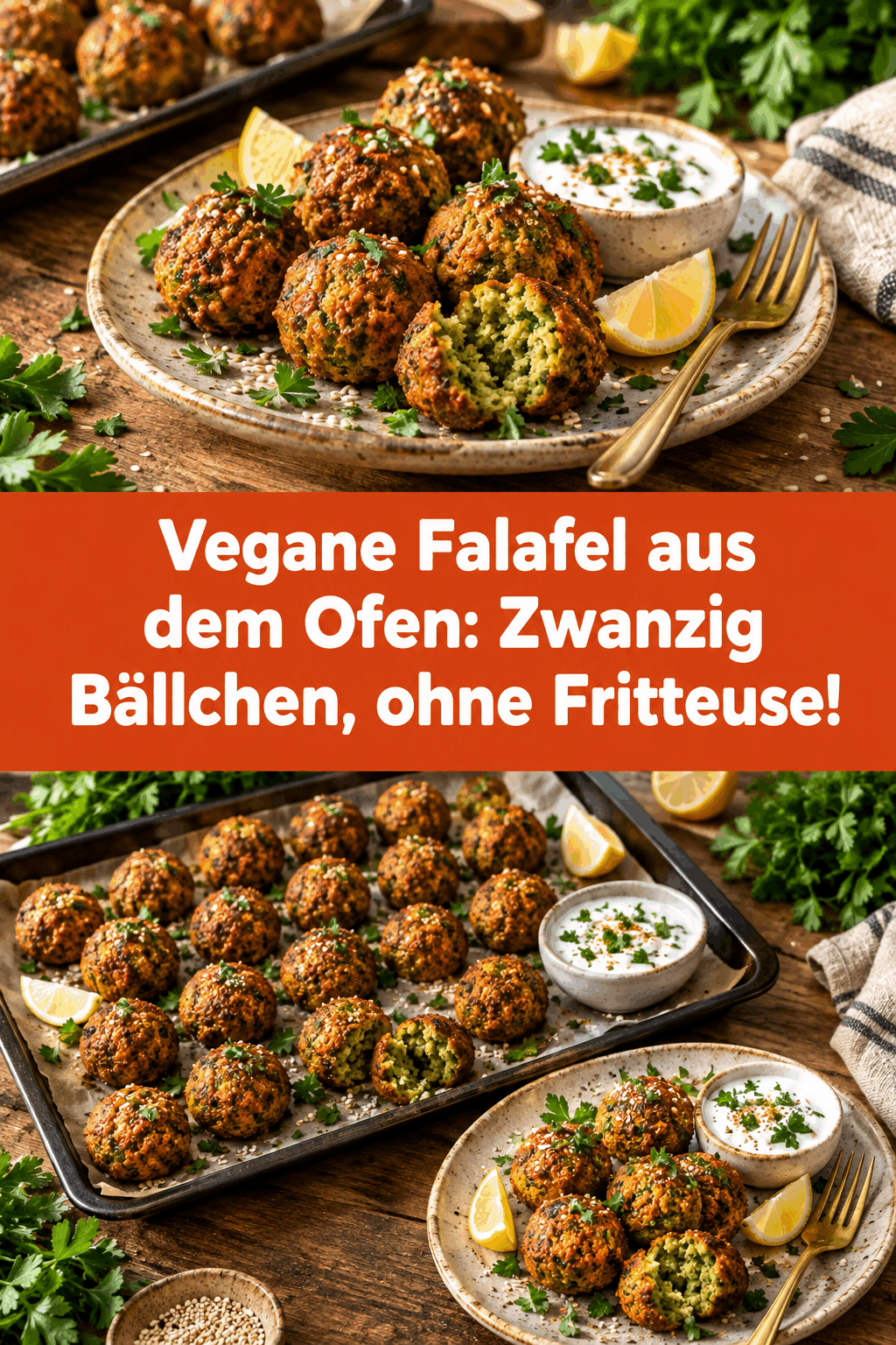 Vegane Falafel aus dem Ofen: Zwanzig Bällchen, ohne Fritteuse!