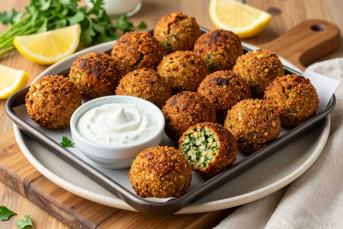 Vegane Falafel aus dem Ofen: Zwanzig Bällchen, ohne Fritteuse!