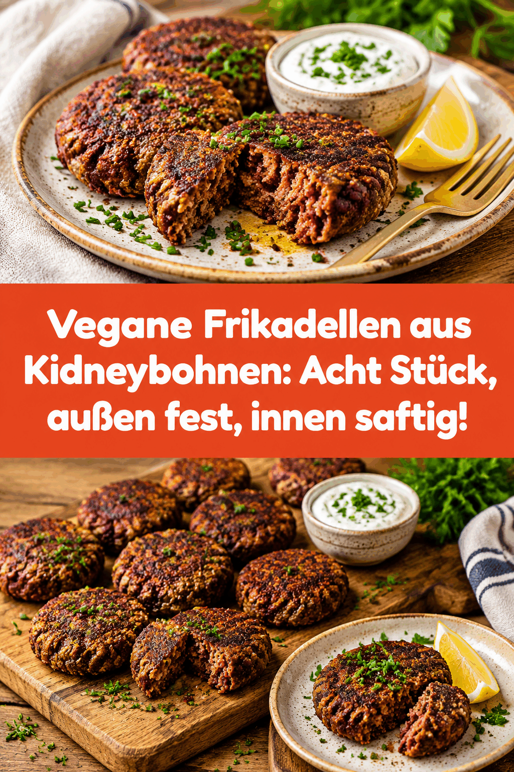Vegane Frikadellen aus Kidneybohnen: Acht Stück, außen fest, innen saftig!