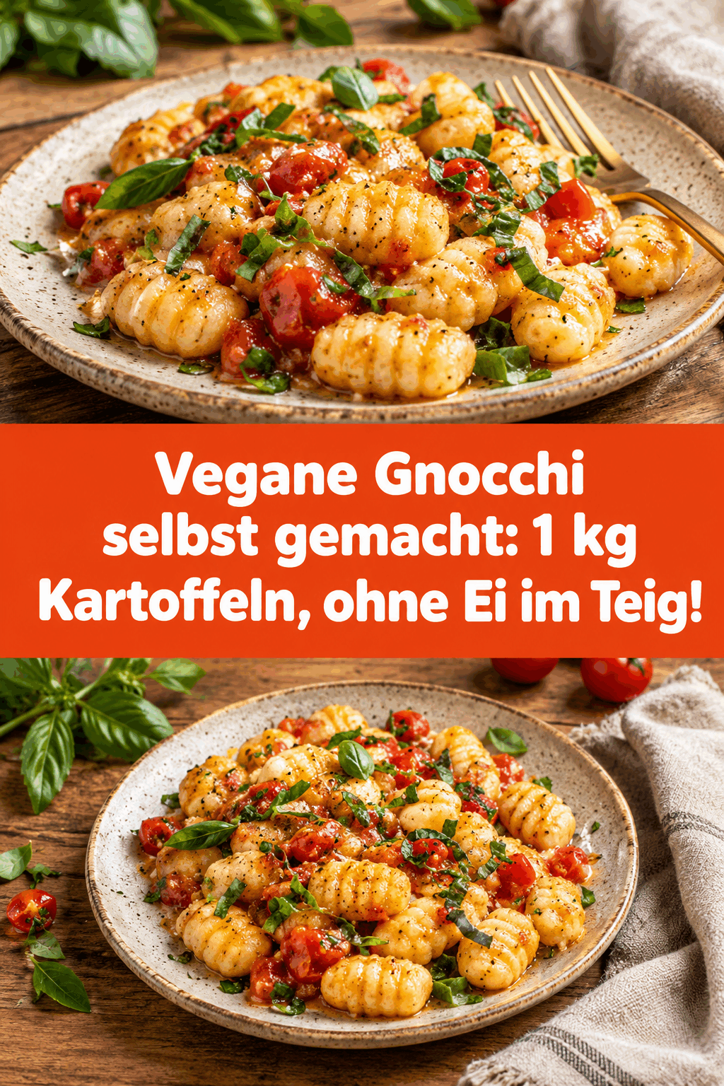 Vegane Gnocchi selbst gemacht: 1 kg Kartoffeln, ohne Ei im Teig!