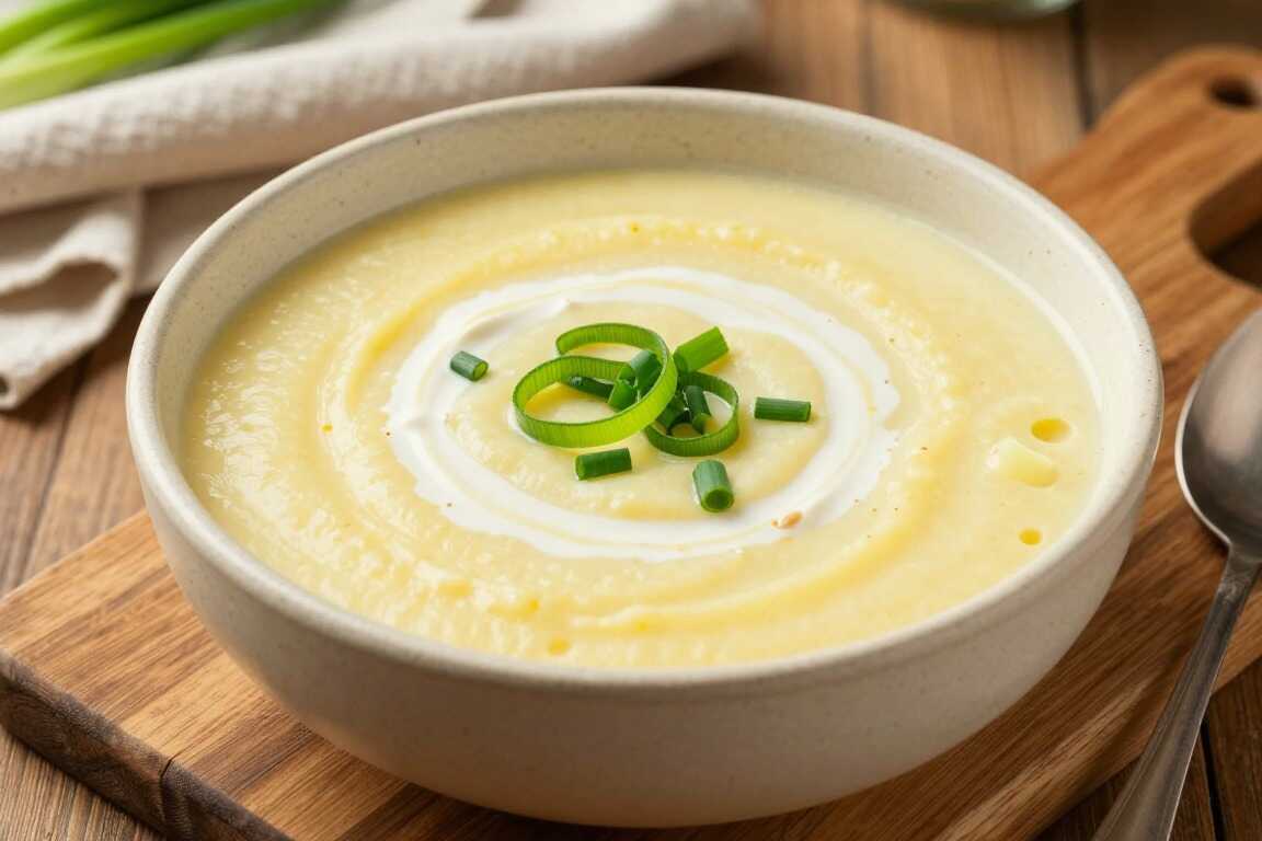 Vegane Kartoffelsuppe mit Lauch: Sämig püriert, ohne Sahne und ohne Speck!