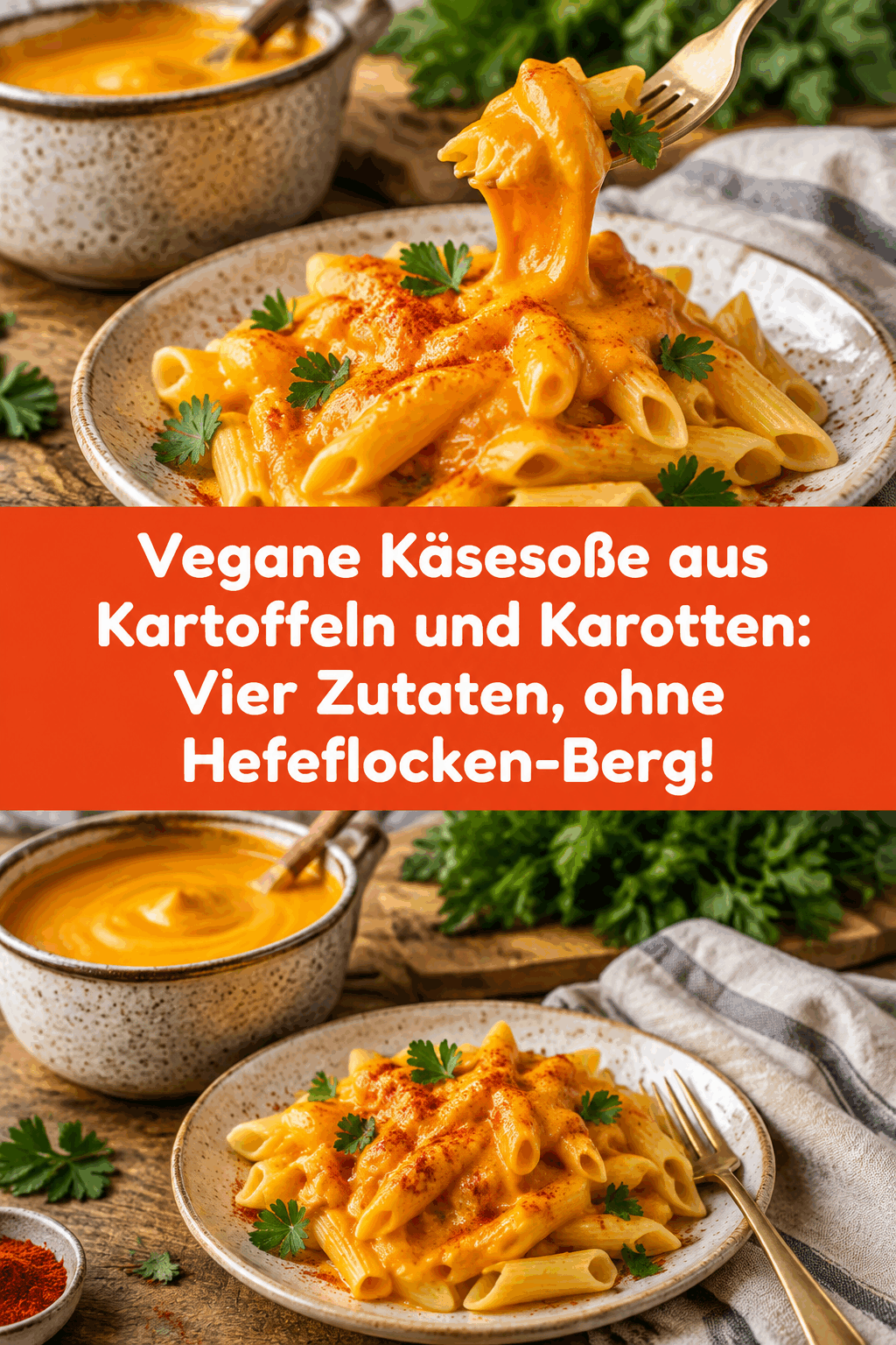 Vegane Käsesoße aus Kartoffeln und Karotten: Vier Zutaten, ohne Hefeflocken-Berg!
