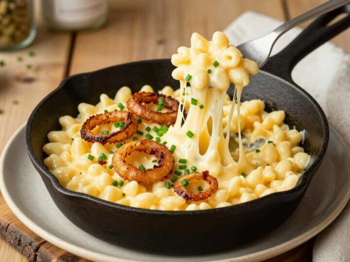 Vegane Käsespätzle mit selbst gemachter Soße: Ohne Emmentaler, trotzdem fadenziehend!