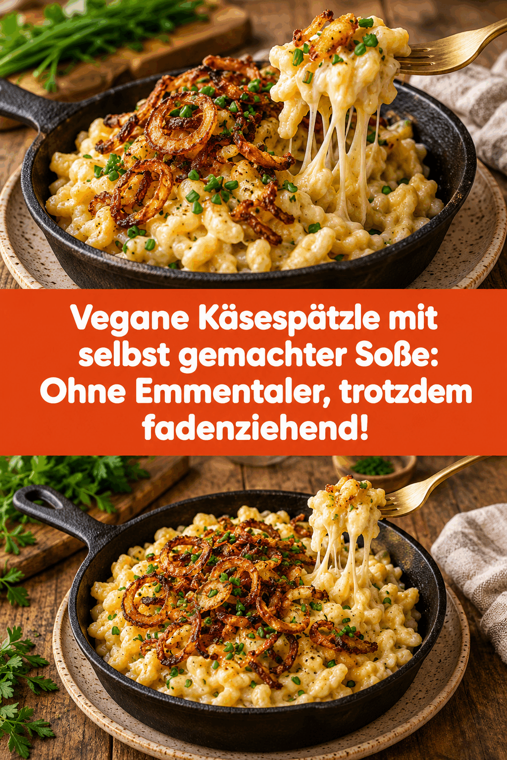 Vegane Käsespätzle mit selbst gemachter Soße: Ohne Emmentaler, trotzdem fadenziehend!