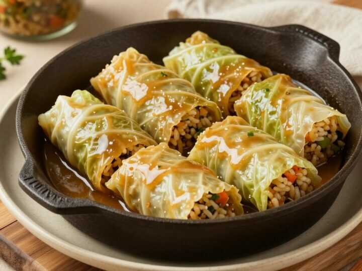Vegane Kohlrouladen mit Reisfüllung: Sechs Rouladen, ohne Hackfleisch!