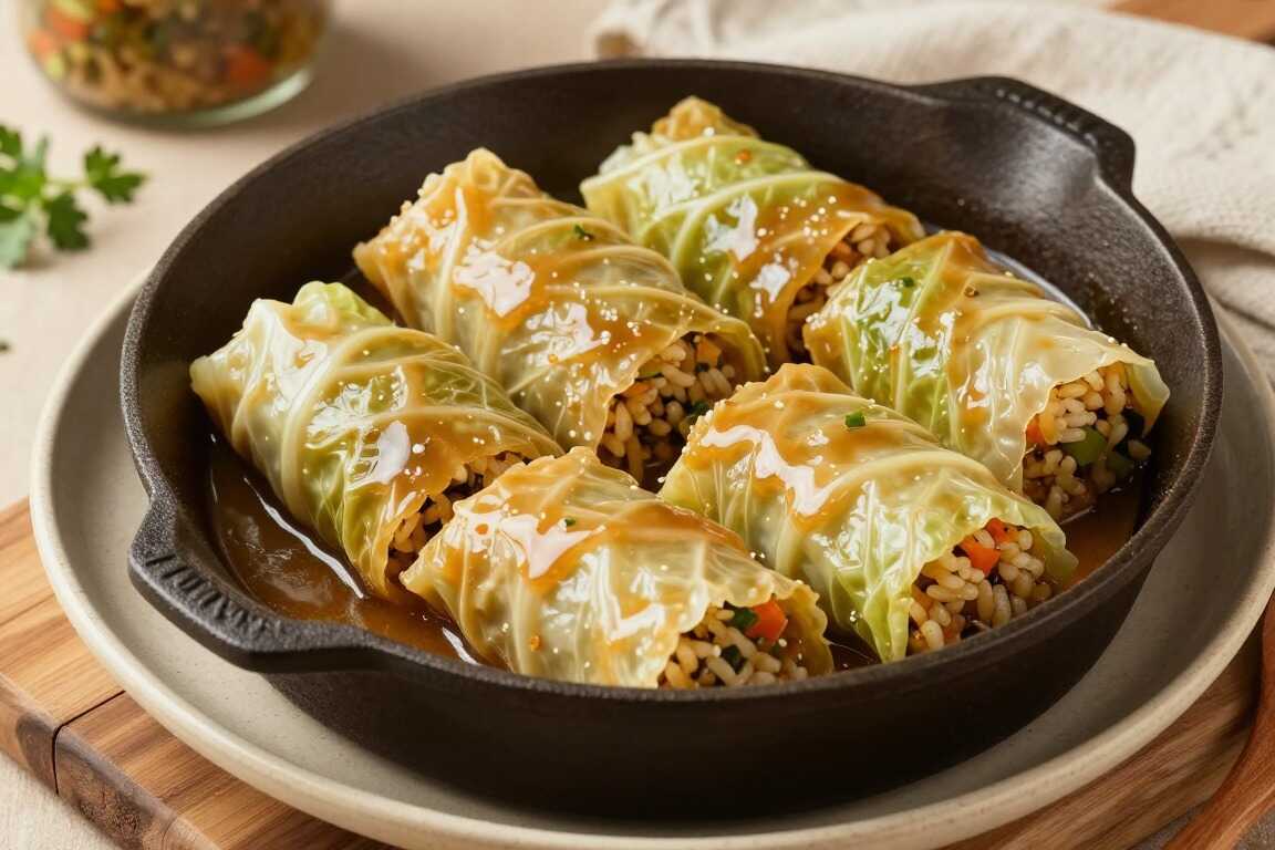 Vegane Kohlrouladen mit Reisfüllung: Sechs Rouladen, ohne Hackfleisch!