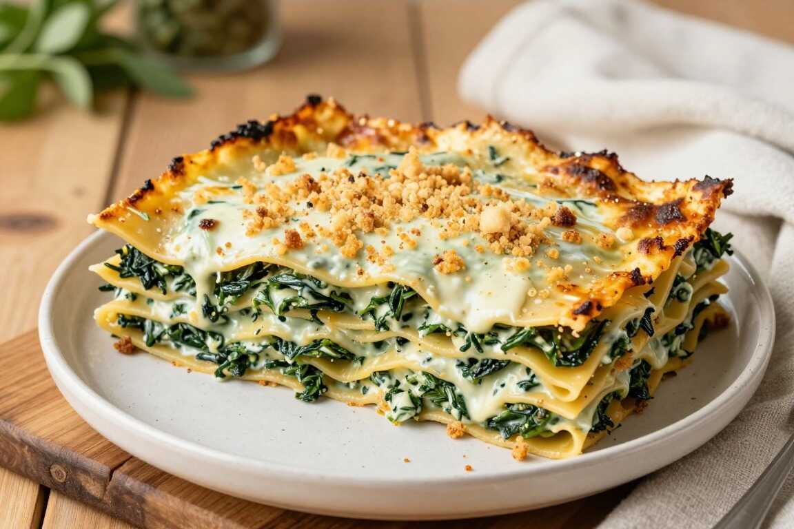 Vegane Lasagne mit Spinat und Béchamel aus Hafermilch: Sechs Schichten!