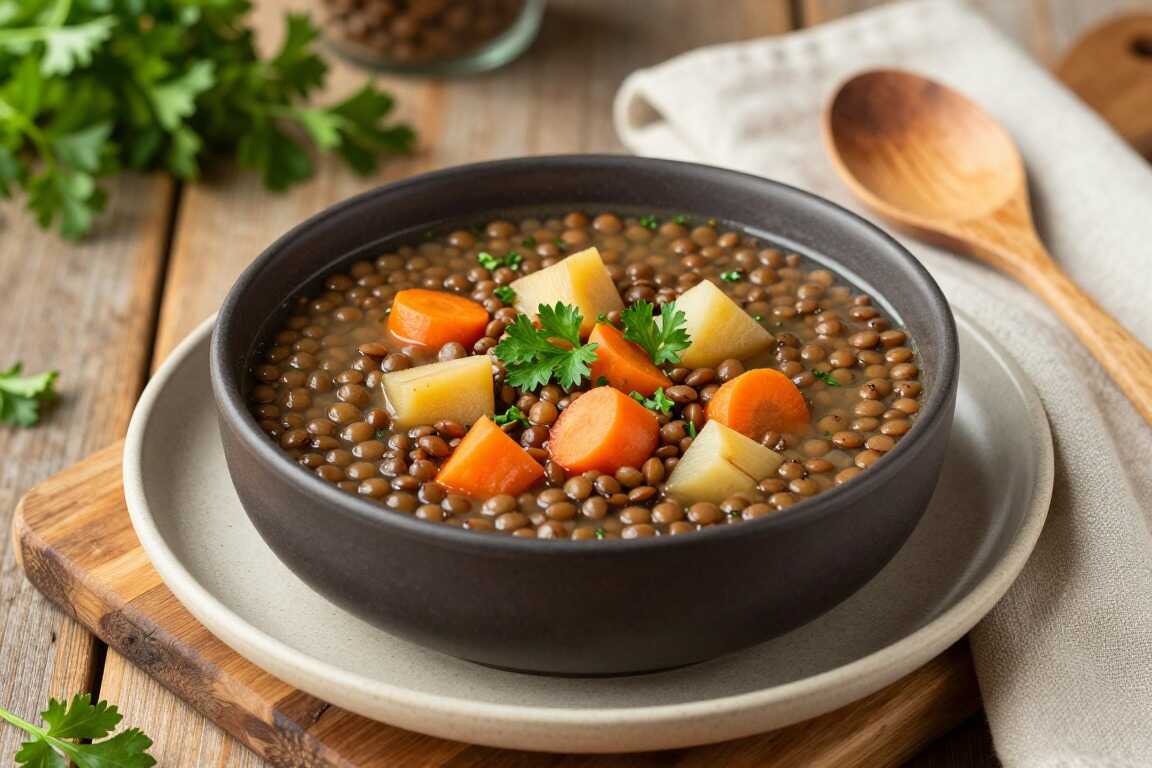 Vegane Linsensuppe mit Wurzelgemüse: Sättigt wie bei Oma, ganz ohne Speck!