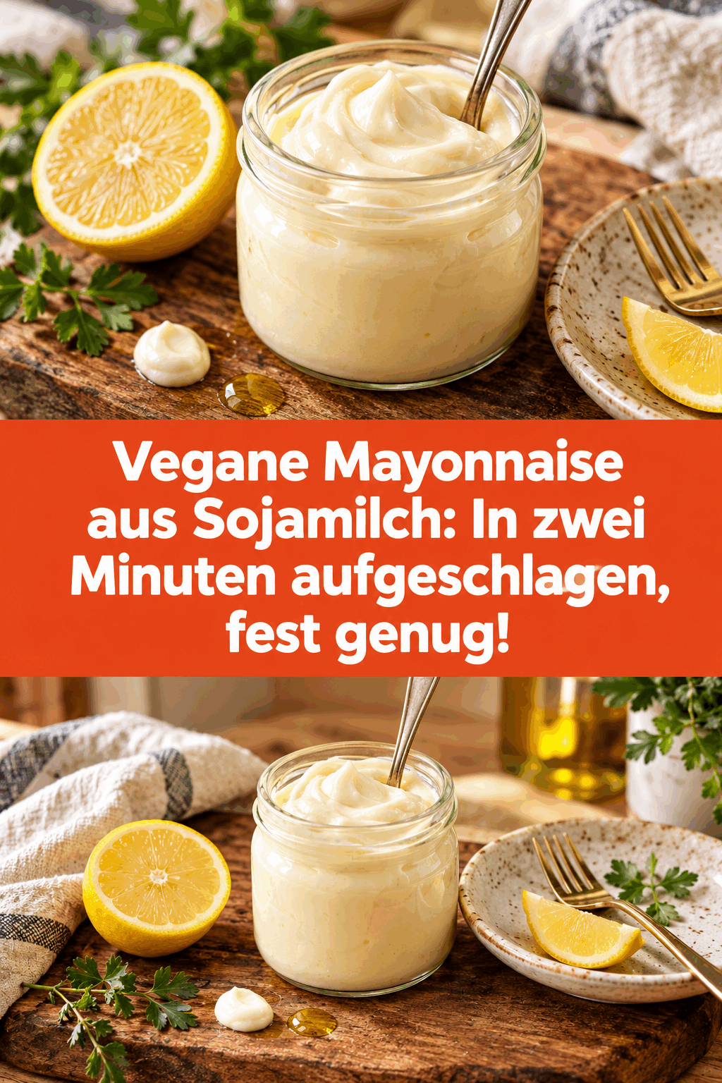 Vegane Mayonnaise aus Sojamilch: In zwei Minuten aufgeschlagen, fest genug!