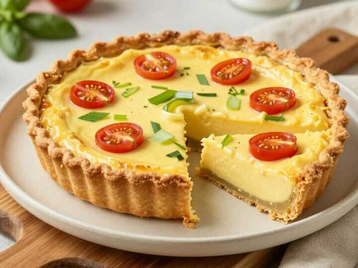 Vegane Quiche mit Tofu-Guss: Statt Eiermasse kommt Seidentofu in die Form!