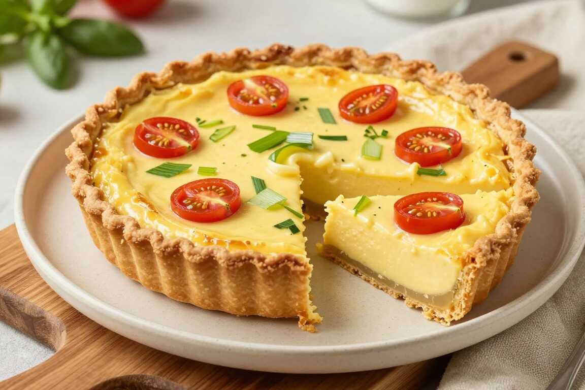 Vegane Quiche mit Tofu-Guss: Statt Eiermasse kommt Seidentofu in die Form!
