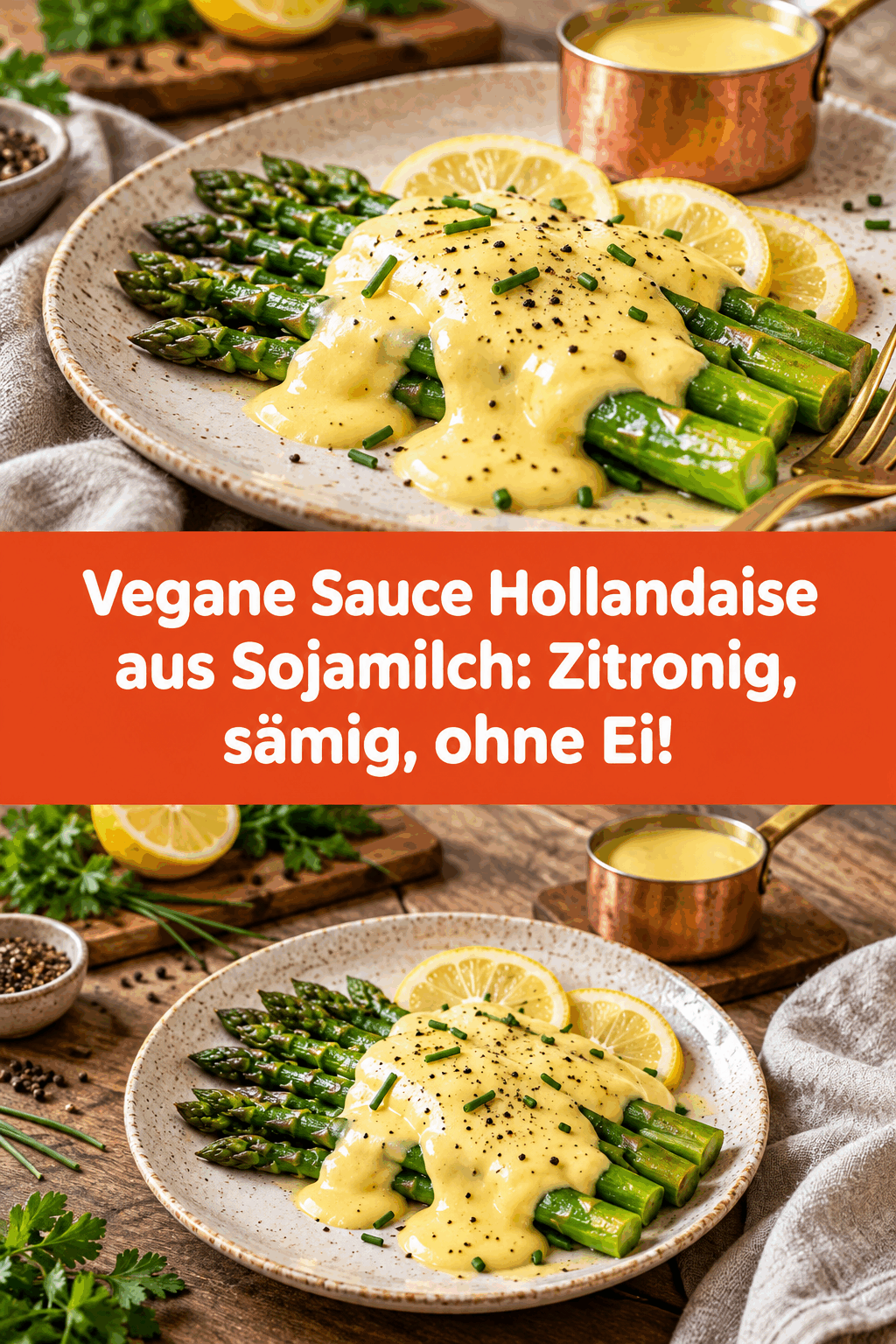Vegane Sauce Hollandaise aus Sojamilch: Zitronig, sämig, ohne Ei!