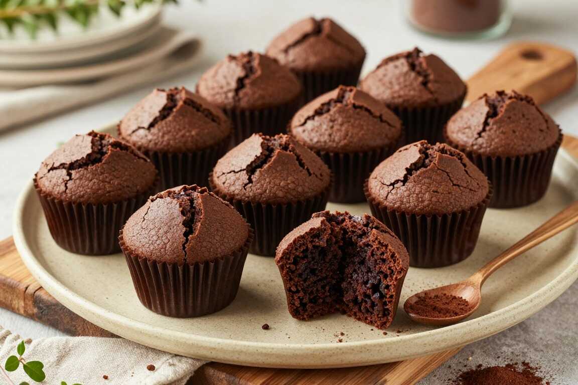 Vegane Schokomuffins mit Apfelmus: Zwölf Stück, ohne Ei gebunden!