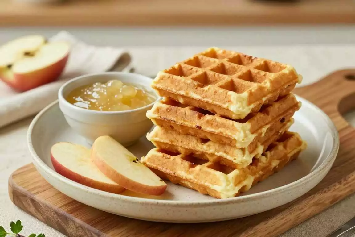 Vegane Waffeln mit Apfelmus: Acht Stück, knusprig ohne Milch und Ei!