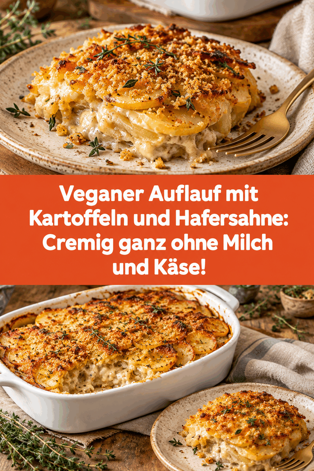 Veganer Auflauf mit Kartoffeln und Hafersahne: Cremig ganz ohne Milch und Käse!