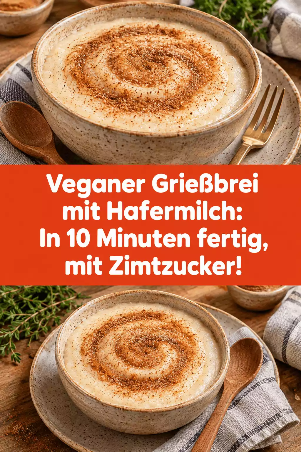 Veganer Grießbrei mit Hafermilch: In 10 Minuten fertig, mit Zimtzucker!