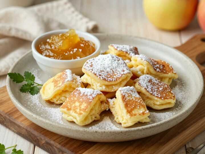 Veganer Kaiserschmarrn ohne Ei: Fluffig gerissen, mit Apfelmus serviert!