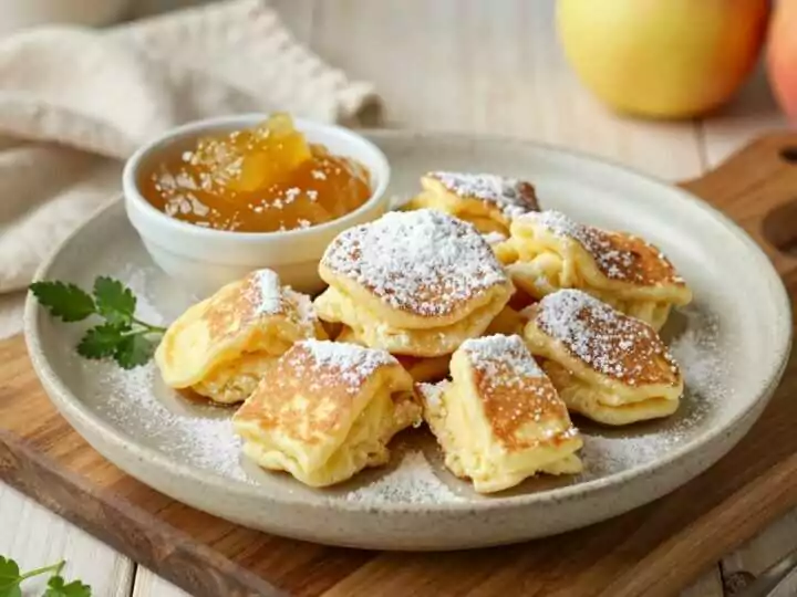 Veganer Kaiserschmarrn ohne Ei: Fluffig gerissen, mit Apfelmus serviert!