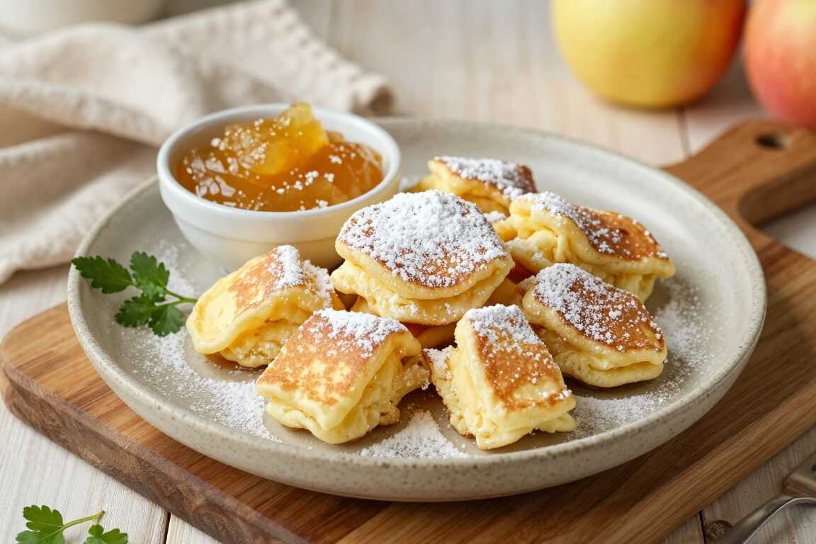 Veganer Kaiserschmarrn ohne Ei: Fluffig gerissen, mit Apfelmus serviert!