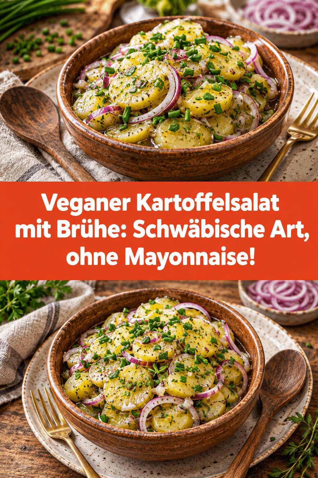 Veganer Kartoffelsalat mit Brühe: Schwäbische Art, ohne Mayonnaise!