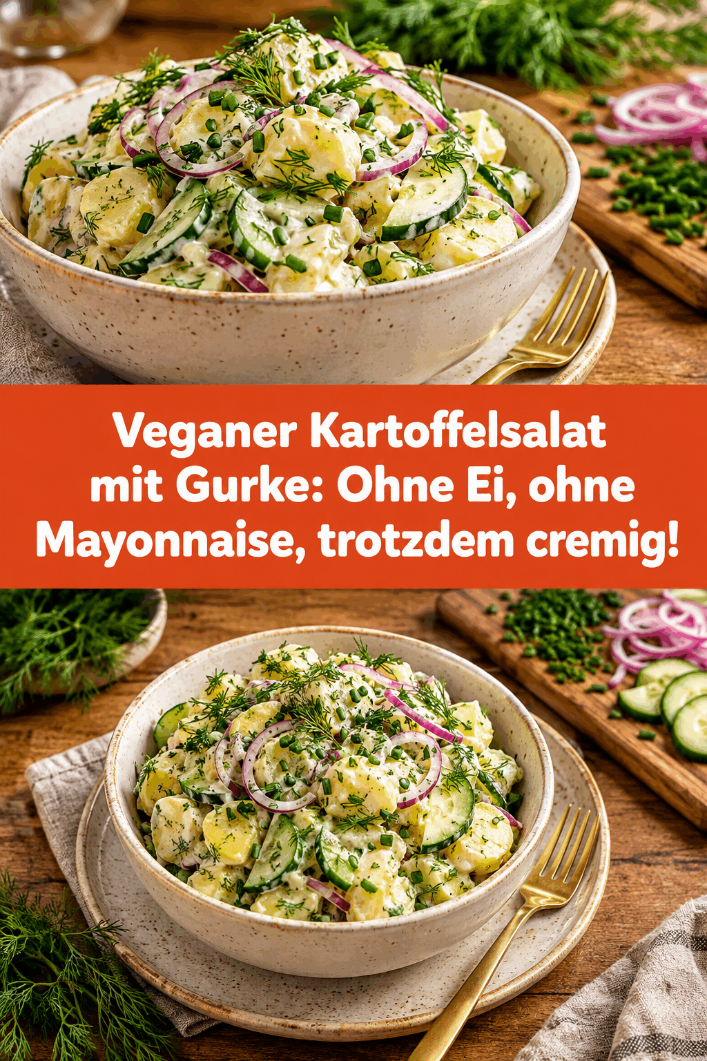 Veganer Kartoffelsalat mit Gurke: Ohne Ei, ohne Mayonnaise, trotzdem cremig!