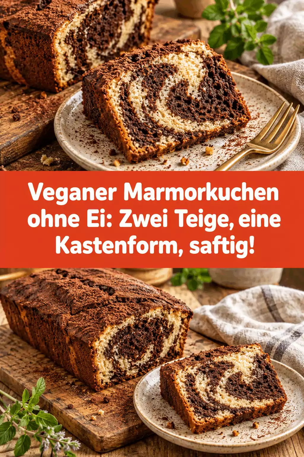 Veganer Marmorkuchen ohne Ei: Zwei Teige, eine Kastenform, saftig!