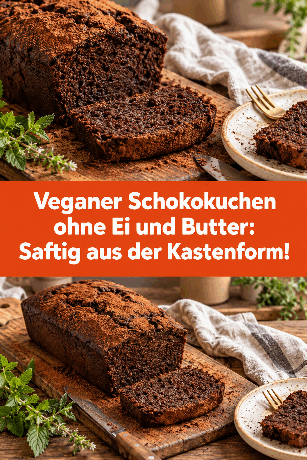 Veganer Schokokuchen ohne Ei und Butter: Saftig aus der Kastenform!