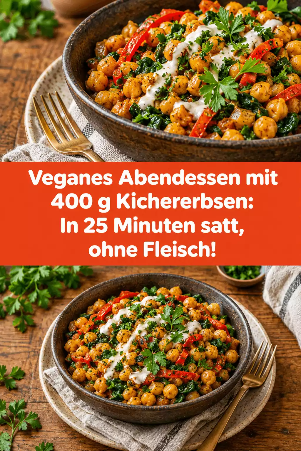 Veganes Abendessen mit 400 g Kichererbsen: In 25 Minuten satt, ohne Fleisch!
