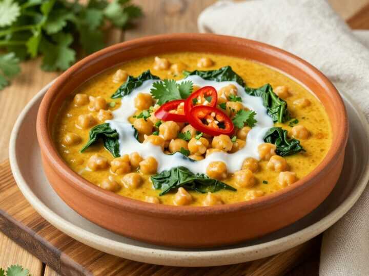 Veganes Curry mit Kichererbsen und Kokosmilch: Mild scharf, in 25 Minuten!