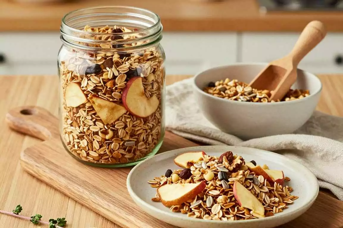 Veganes Frühstücksmüsli selbst gemischt: 1 kg Vorrat, ohne Zuckerzusatz!