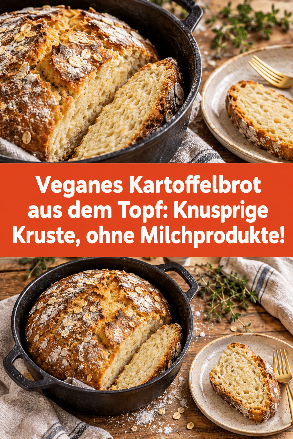Veganes Kartoffelbrot aus dem Topf: Knusprige Kruste, ohne Milchprodukte!