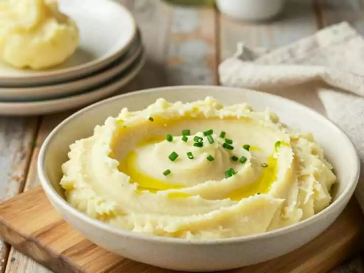 Veganes Kartoffelpüree mit Hafermilch: Cremig ohne Butter, für vier Teller!