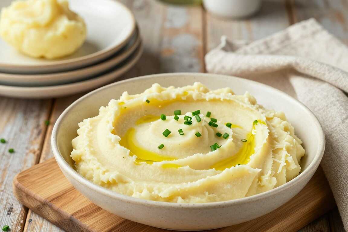 Veganes Kartoffelpüree mit Hafermilch: Cremig ohne Butter, für vier Teller!