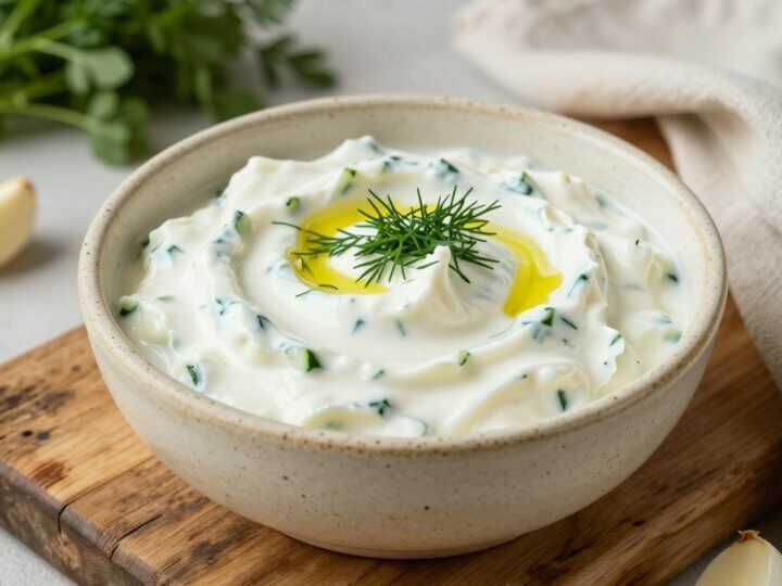Veganes Tzatziki mit Sojajoghurt: 400 g, knoblauchstark, für den Grillabend!