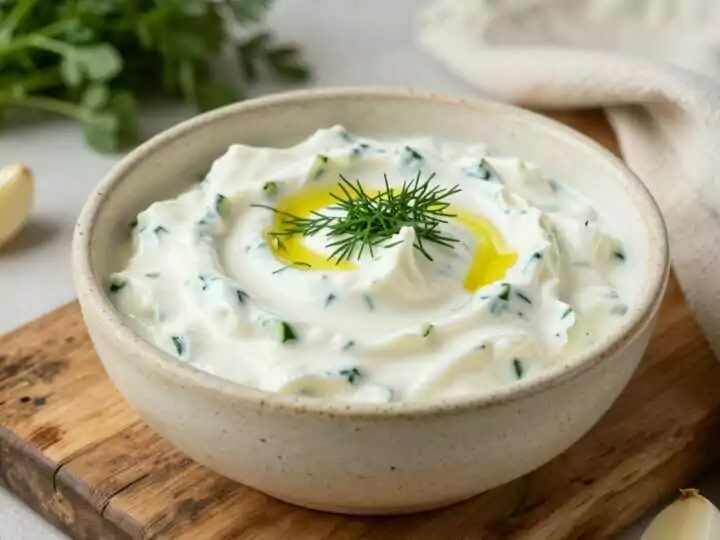 Veganes Tzatziki mit Sojajoghurt: 400 g, knoblauchstark, für den Grillabend!