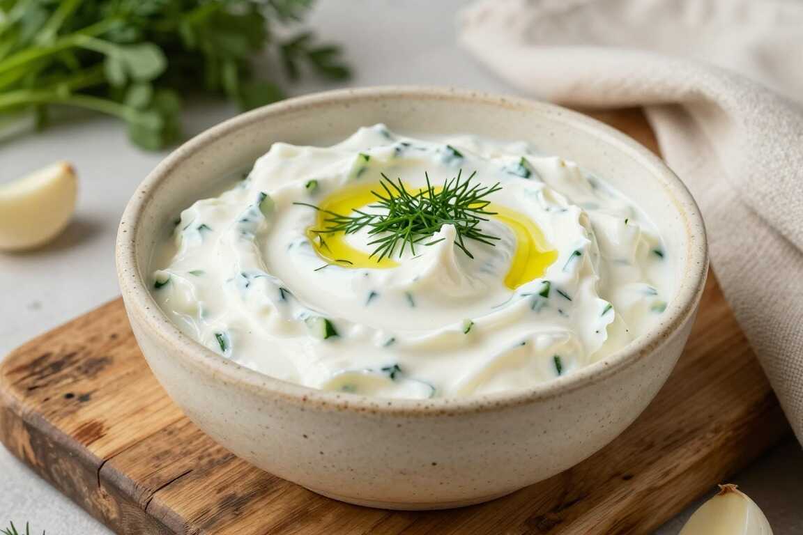 Veganes Tzatziki mit Sojajoghurt: 400 g, knoblauchstark, für den Grillabend!