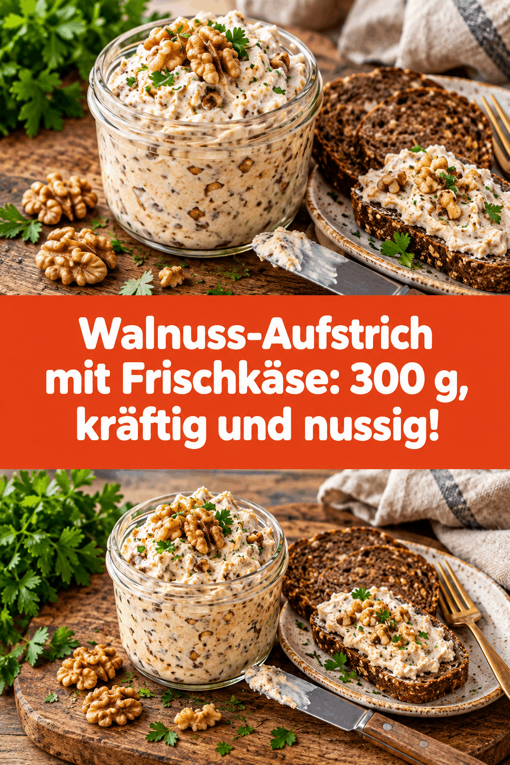 Walnuss-Aufstrich mit Frischkäse: 300 g, kräftig und nussig!