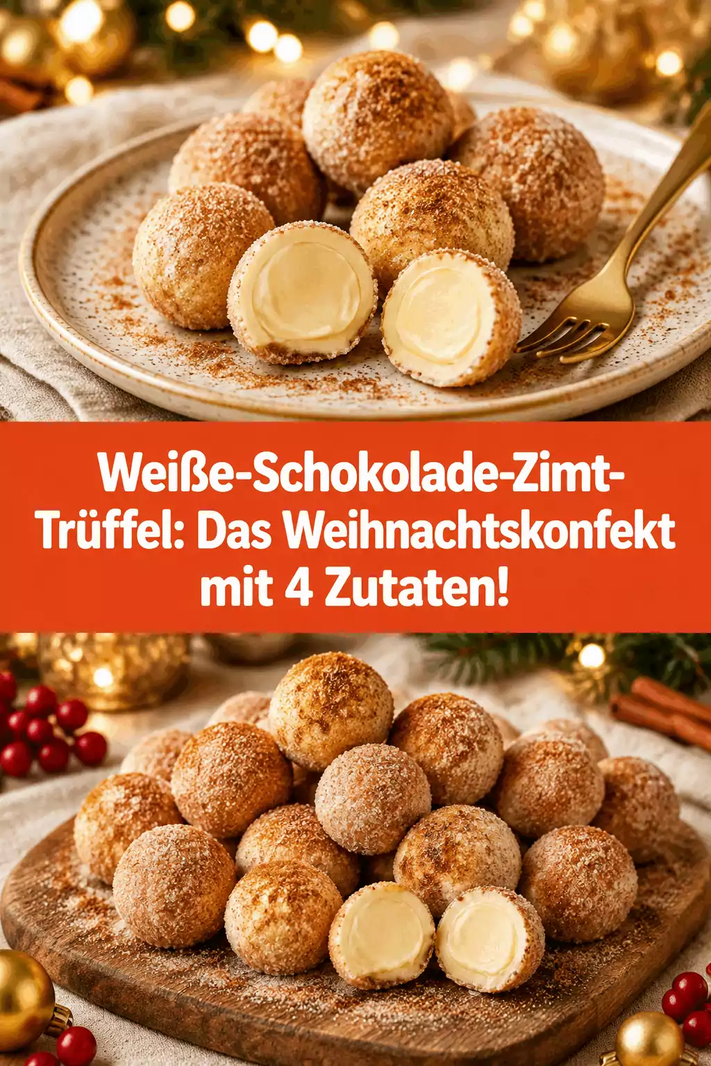 Weiße-Schokolade-Zimt-Trüffel: Das Weihnachtskonfekt mit 4 Zutaten!