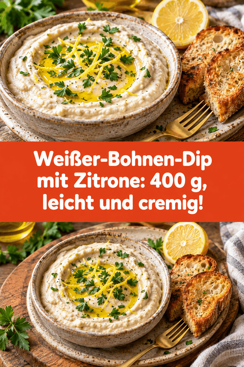 Weißer-Bohnen-Dip mit Zitrone: 400 g, leicht und cremig!