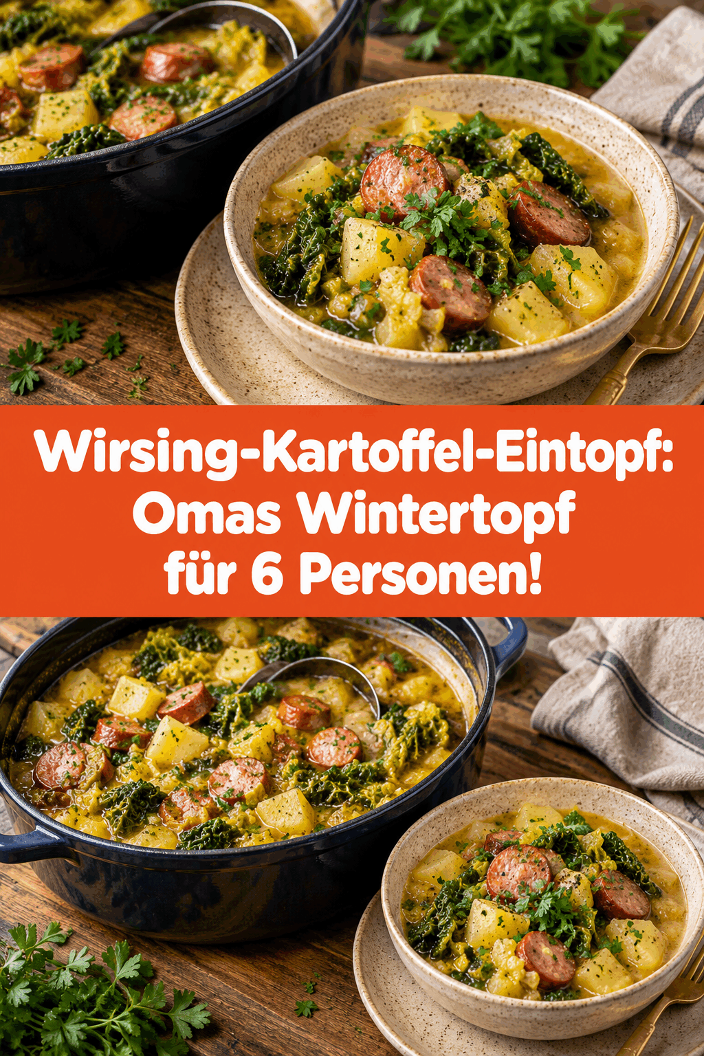 Wirsing-Kartoffel-Eintopf: Omas Wintertopf für 6 Personen!