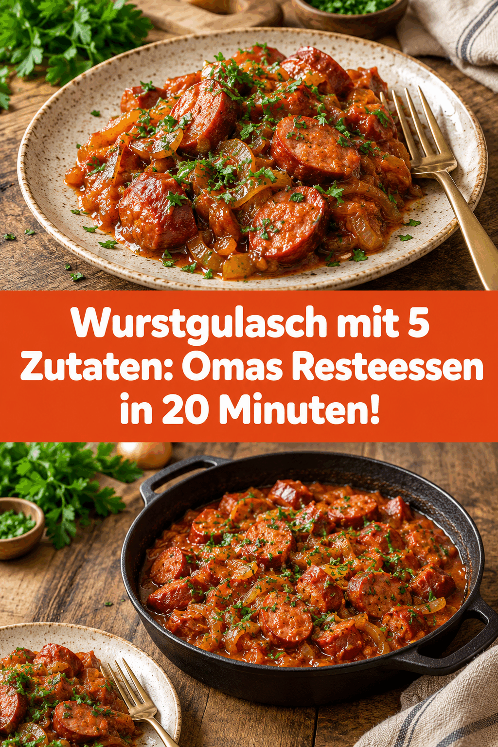 Wurstgulasch mit 5 Zutaten: Omas Resteessen in 20 Minuten!