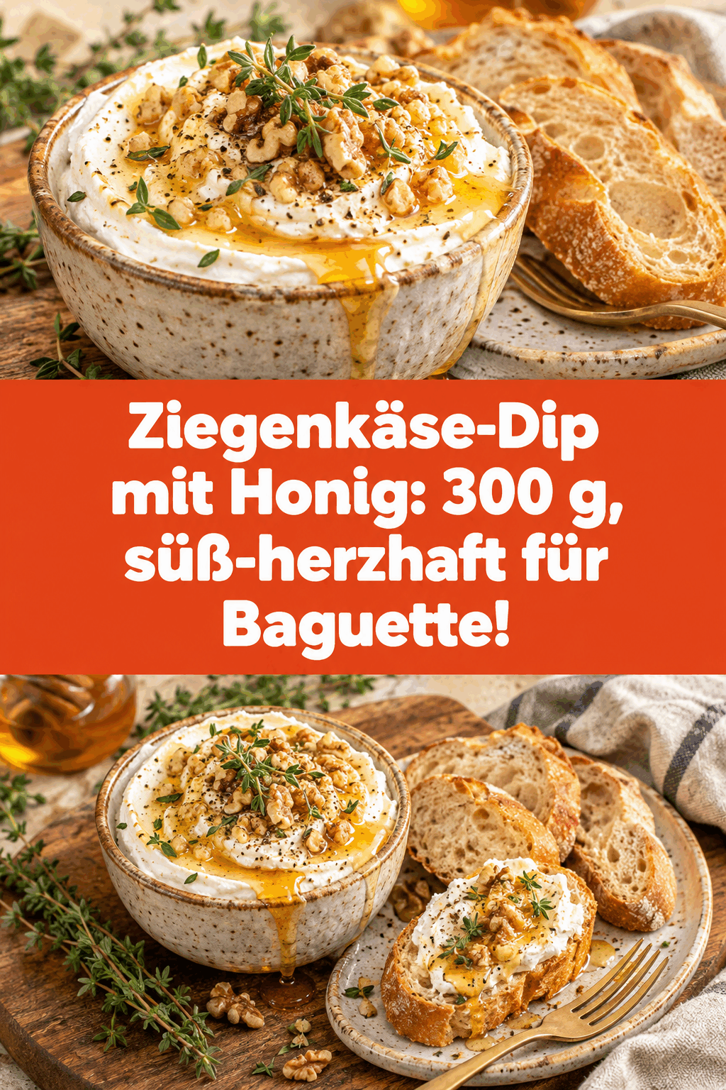 Ziegenkäse-Dip mit Honig: 300 g, süß-herzhaft für Baguette!