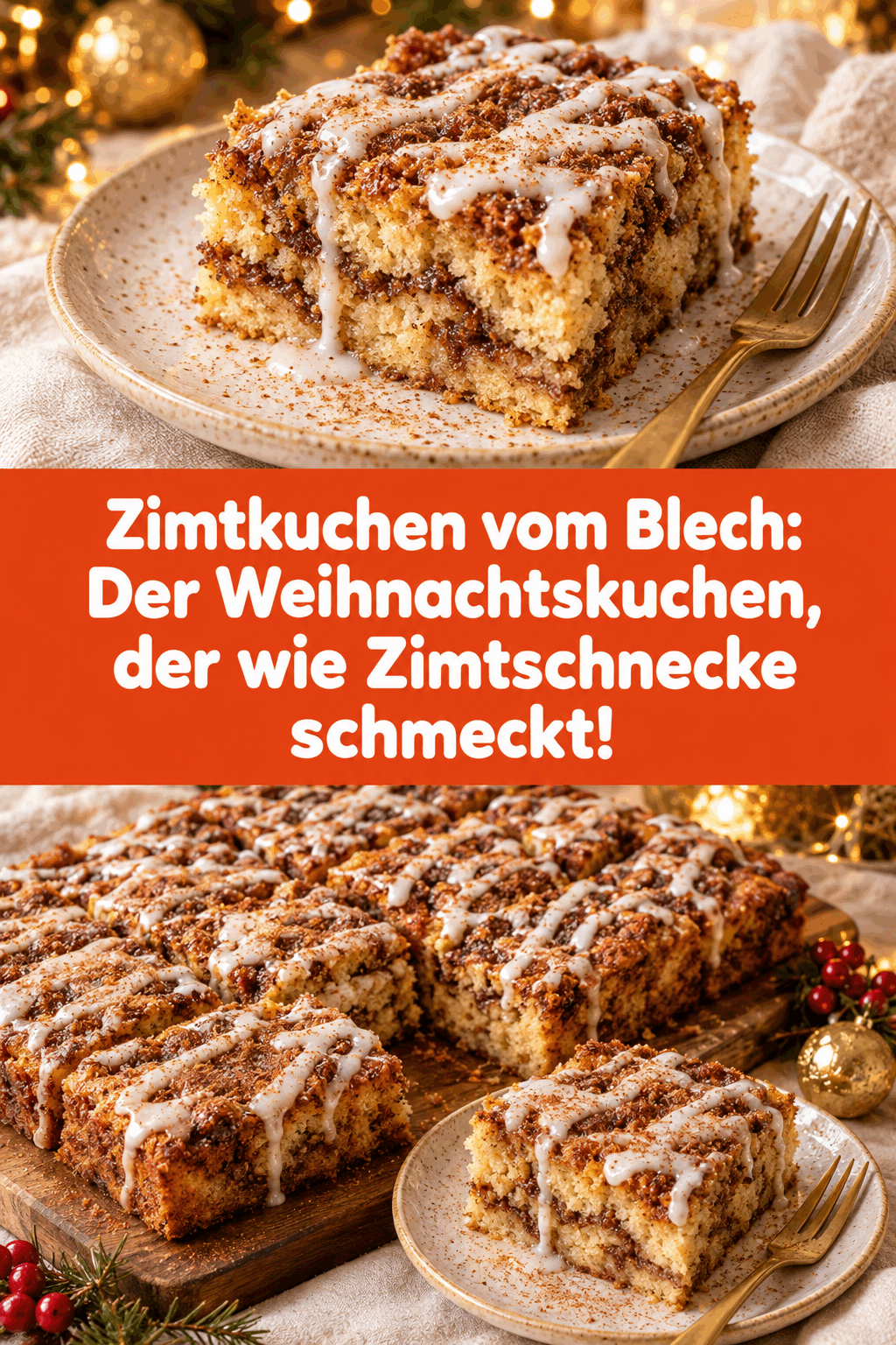 Zimtkuchen vom Blech: Der Weihnachtskuchen, der wie Zimtschnecke schmeckt!