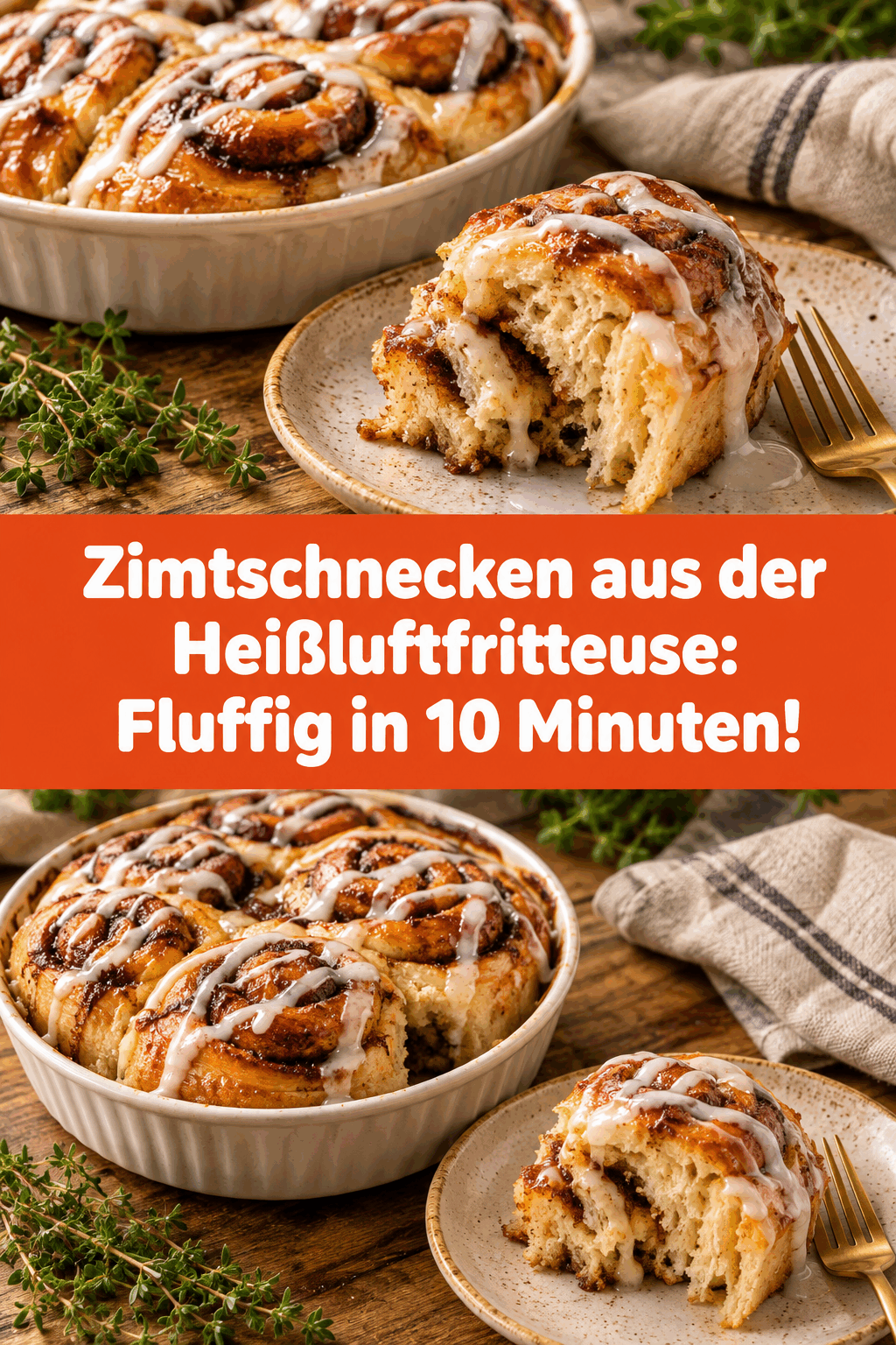 Zimtschnecken aus der Heißluftfritteuse: Fluffig in 10 Minuten!