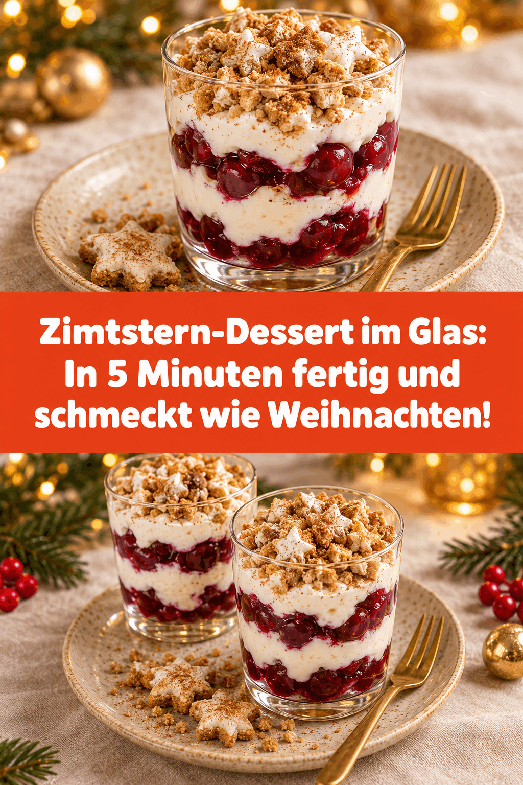 Zimtstern-Dessert im Glas: In 5 Minuten fertig und schmeckt wie Weihnachten!