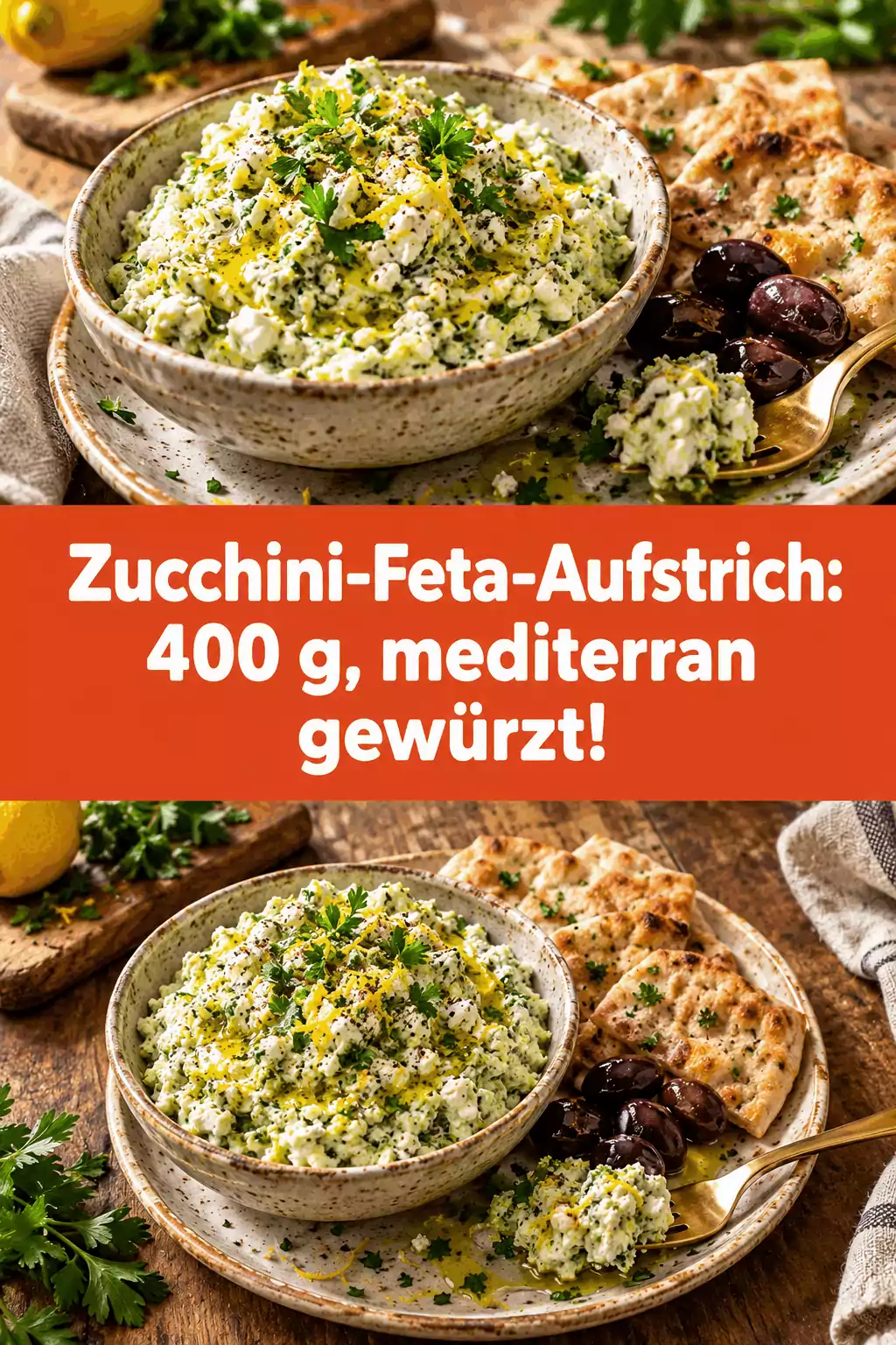 Zucchini-Feta-Aufstrich: 400 g, mediterran gewürzt!